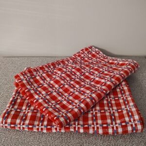 Two Vintage Kitchen Towels, Embroidered - Red, White and Blue